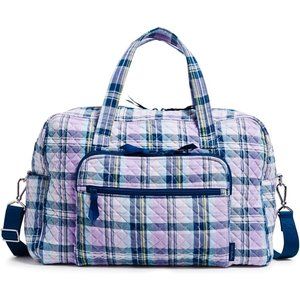 Women's Cotton Weekender Removable Adjustable Strap Travel Bag with 1 Zip Pocket